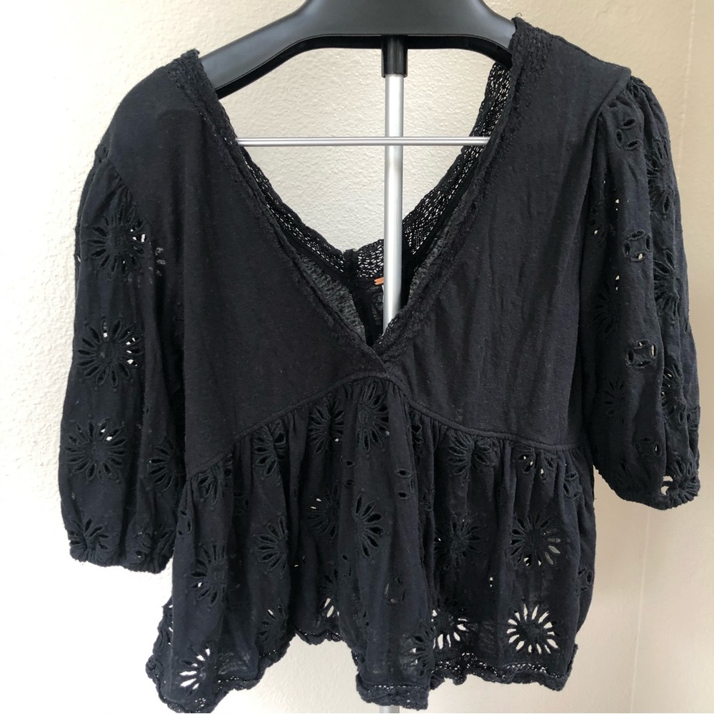 Free People Crochet Detail Top